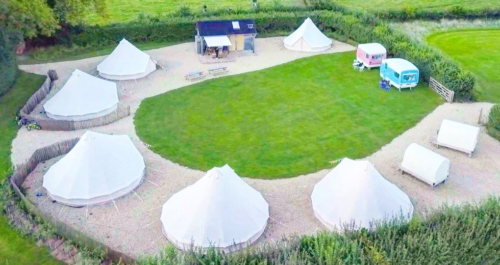 Group glamping breaks near Glastonbury in Somerset, South West England - The Old Summer Dairy